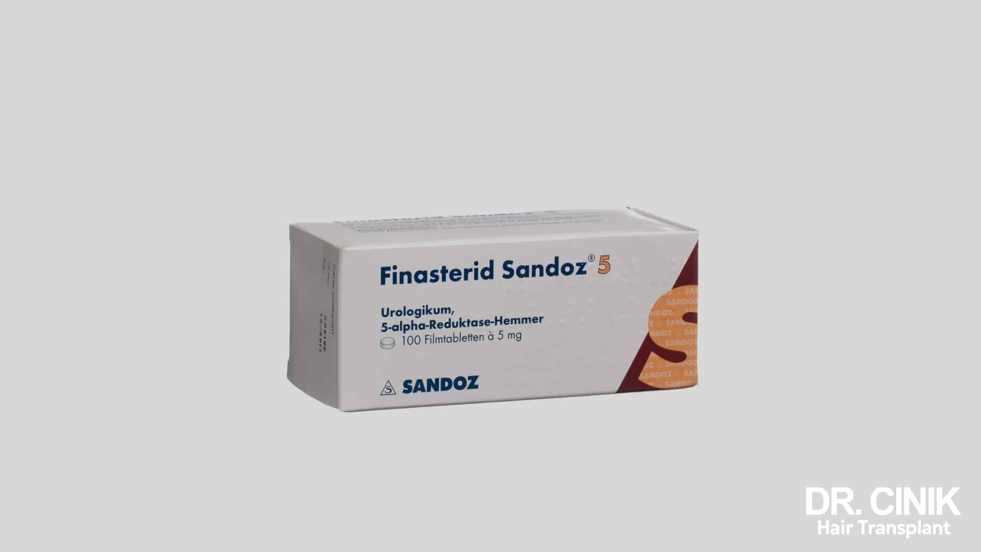 Box of Finasterid Sandoz 5 film-coated tablets, a 5-alpha-reductase inhibitor