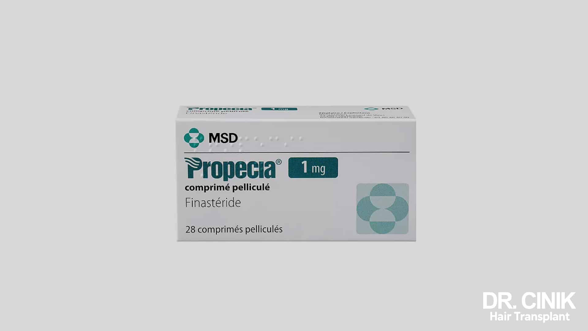 Box of finasteride 1 mg film-coated tablets, pack of 28