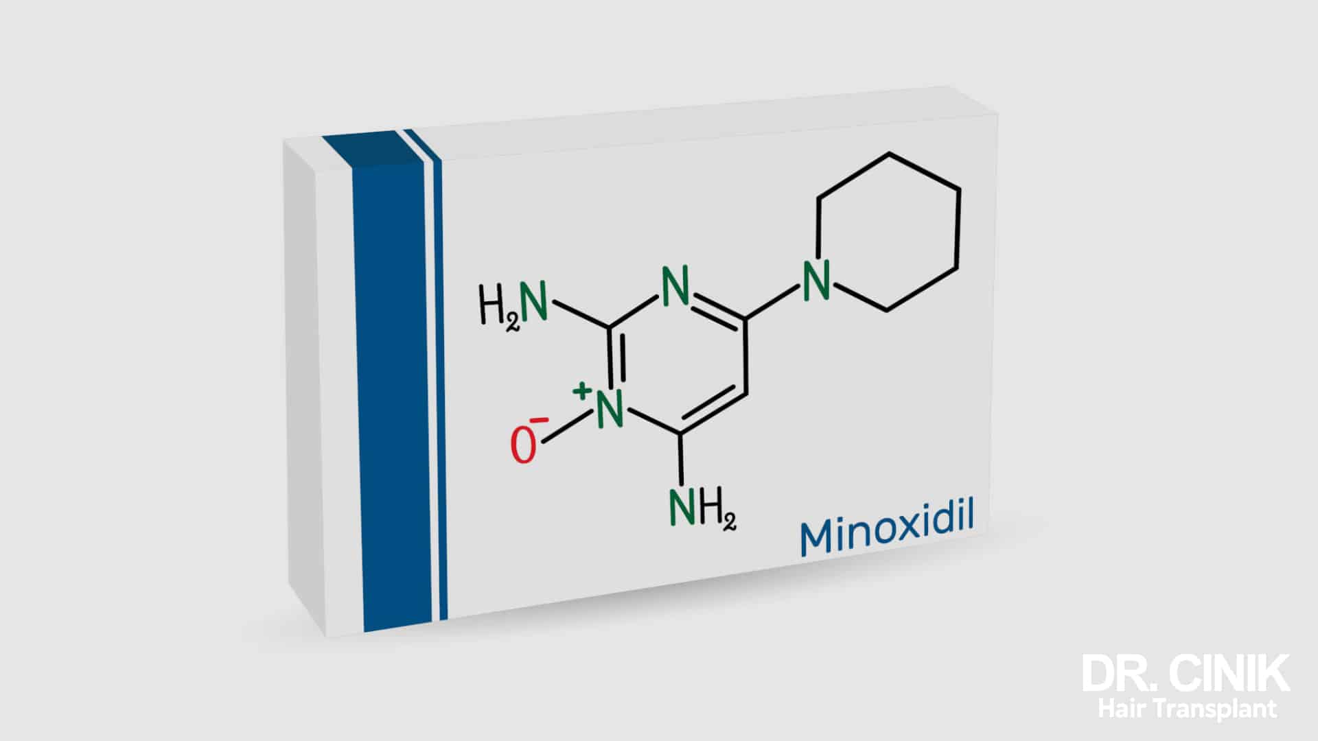 Medicine box printed with the chemical formula of minoxidil